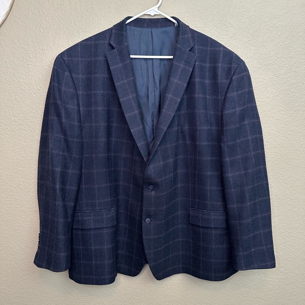 Michael Kors 100% Wool Blue Plaid Sport Coat with Classic Tailored Cut